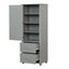 Tall Bathroom Storage Cabinet, Freestanding Storage Cabinet with Two Drawers and Adjustable Shelf, MDF Board , Grey - Korvel