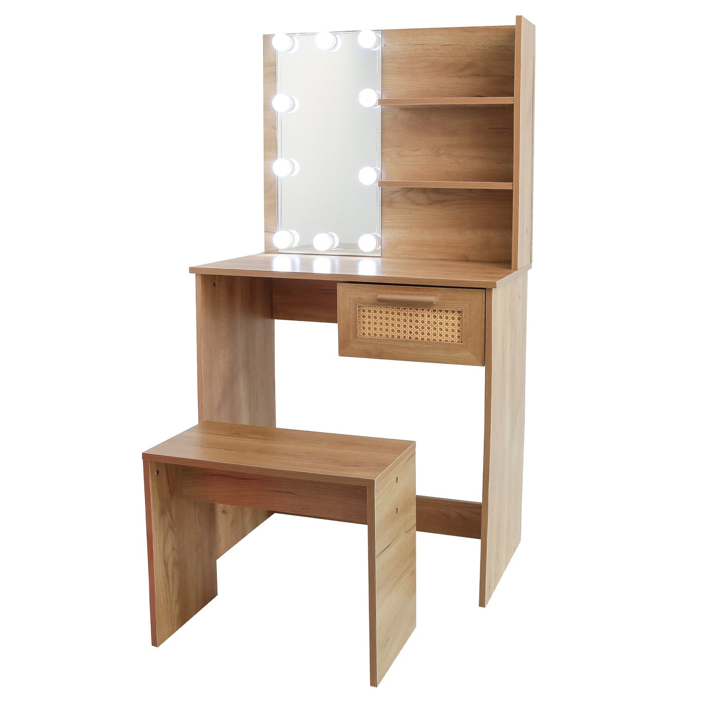 Elegant Bedroom Vanity Set with LED Mirror and Storage