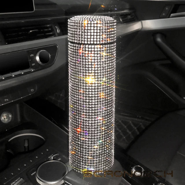Bling Rhinestone Thermos Bottle Insulated Double Wall Stainless Steel Water Bottle Coffee Travel Car Coffee Mug Cup Vacuum Flask - Korvel