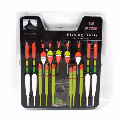 LEO 15pcs Fishing Float Tube Buoy Bobber Set with Rubber Connector