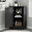 Black Bathroom Cabinet Triangle Corner Storage Cabinet with Adjustable Shelf Modern Style MDF Board - Korvel