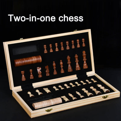 Wooden magnetic chess international checker solid wood chess pieces send the original queen two-in-one combination - Korvel