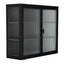Retro Style Haze Double Glass Door Wall Cabinet With Detachable Shelves for Office Dining Room Living Room - Korvel