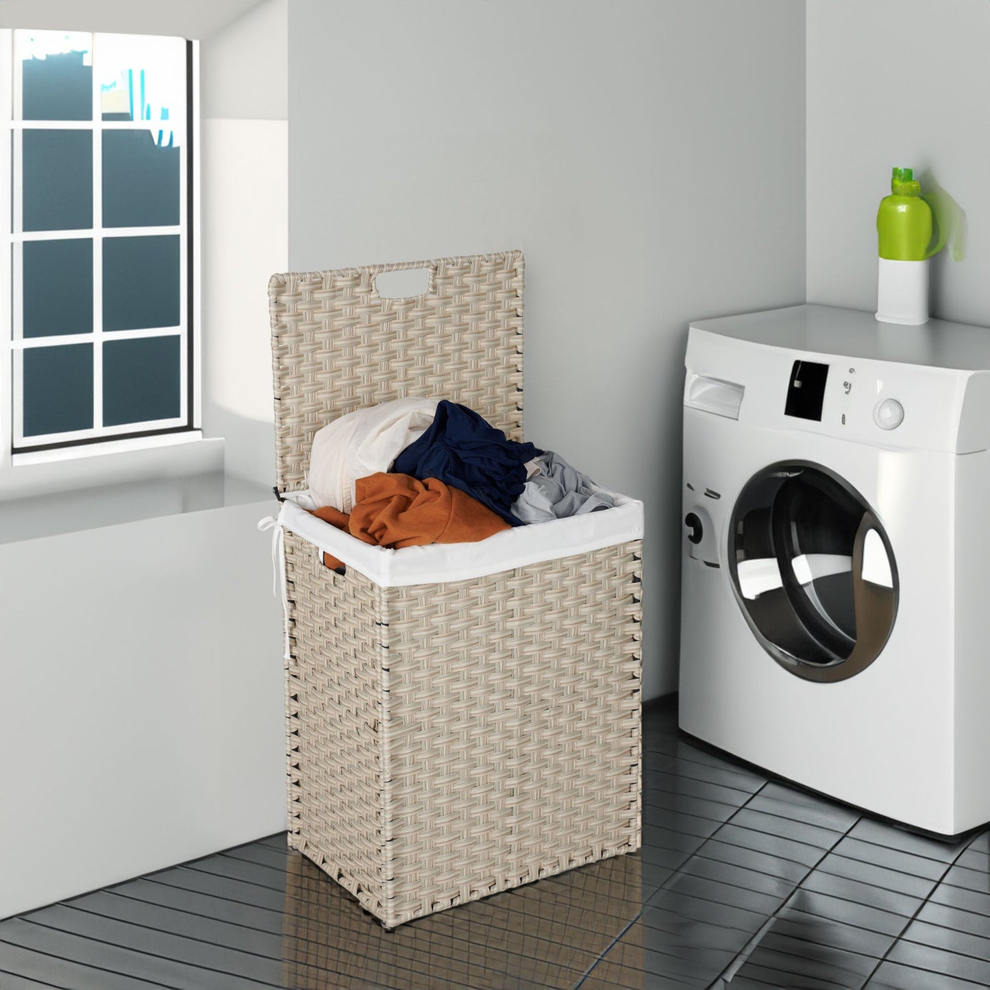 Cesta de Ropa Gris Premium con Tapa y Bolsas Extraíbles