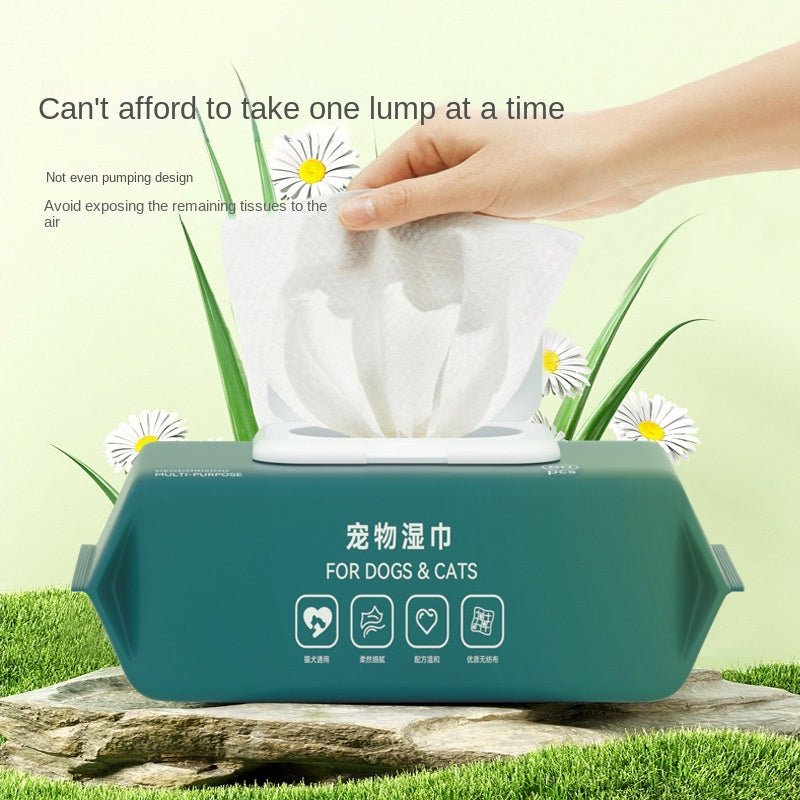 Pet Wet Wipes 80 Sheets Dog Cat Wet Tissues No Rinse Cleaning Eye Tear Stains Body Supplies Wet Tissues - Korvel