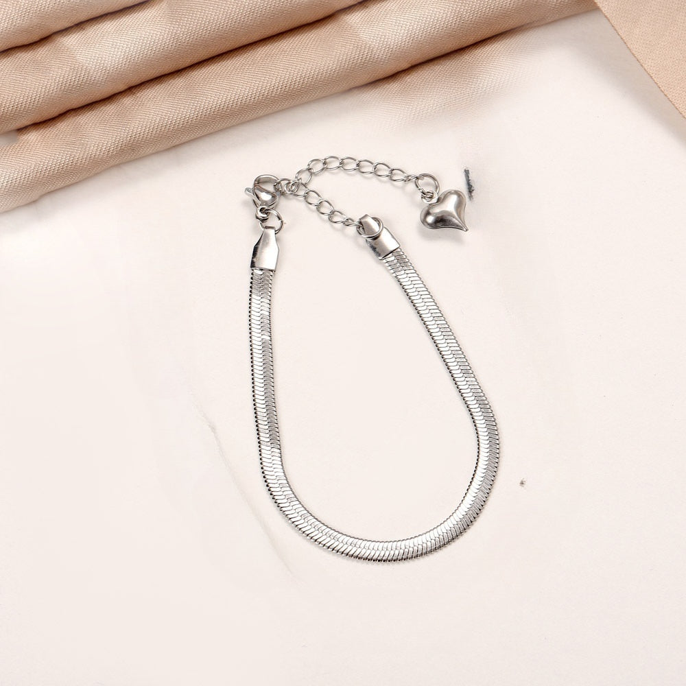 Elegant Blade Chain Bracelet with Heart Pendant for Women