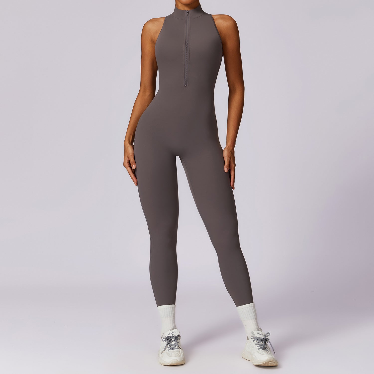 Naked quick zip yoga jumpsuit with beautiful back high-intensity fitness training sports tight fitting clothes - Korvel