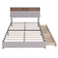 Queen Size Upholstered Platform Bed with Storage Headboard  LED  USB Charging and 2 Drawers  Beige - Korvel