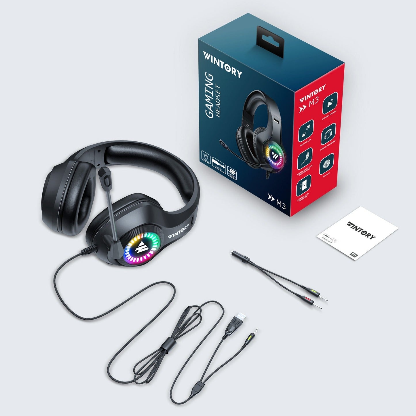 Casque de jeu filaire premium avec design lumineux