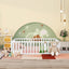 Queen Size Wood Floor Bed Frame with Fence and Door White(OLD SKU:WF289663AAK) - Korvel