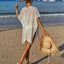 Openwork Flower V-Neck Short Sleeve Cover Up