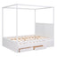 Elegant Queen Size Canopy Platform Bed with Trundle & Storage