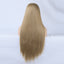 Linen Lace Front Wig Ombre Synthetic Hair Wig Middle Part Highlight Wig Long Straight Hair - Korvel