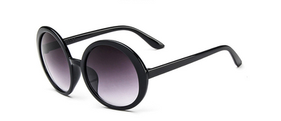 Lunettes de soleil rondes vintage petites avec monture en plastique noir