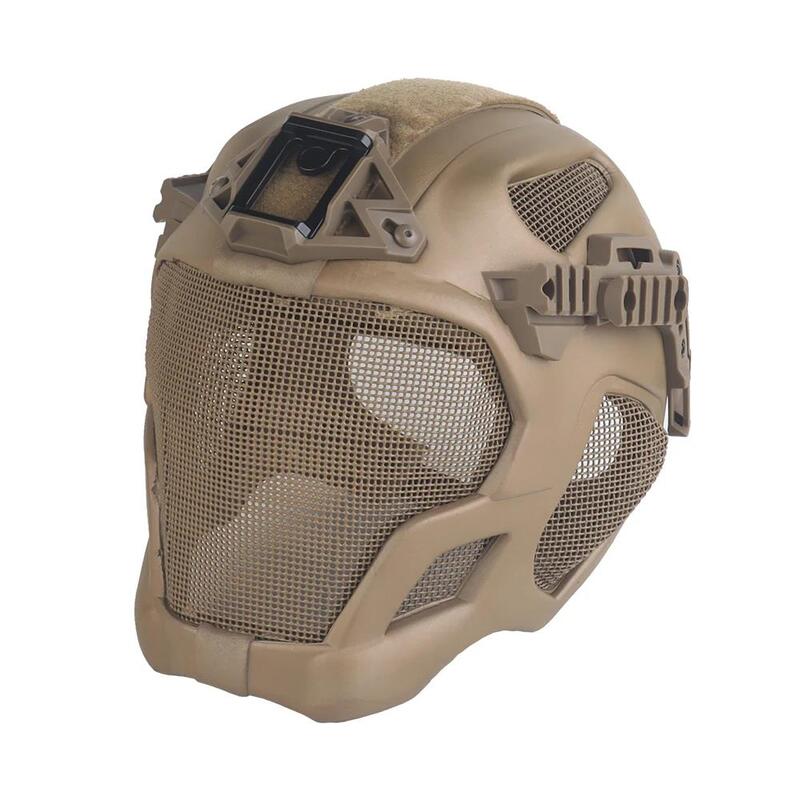 Lightweight EVA tactical helmet for hunting, airsoft, etc. Steel mesh mask included, good for cosplay. - Korvel