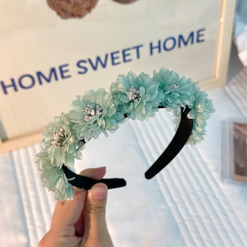 Fashionable fabric flower stamen flower hair hoop for women - Korvel