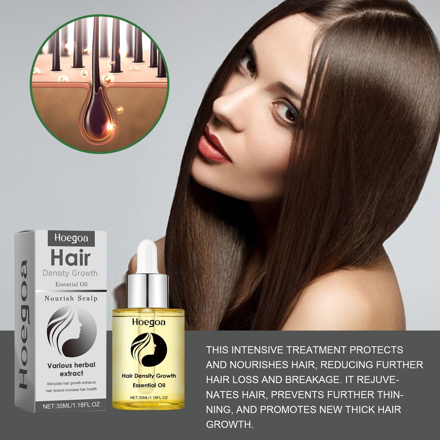 Hair Density Growth Essential Oil, Nourishing Hair Root Repair Perming Dry Damaged Hair Supple Hair Care Essential Oil - Korvel
