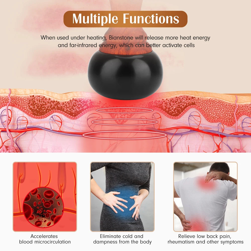 PASTSKY Hot Stone Electric Gua Sha Massager Bian Stone Guasha Tool Skin Scraping Back Face Massage Body Warm Moxibustion Therapy - Korvel