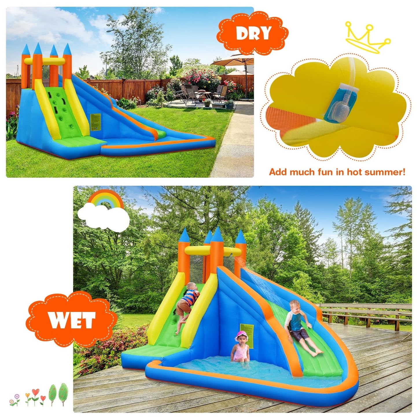 Inflatable Mighty Bounce House Jumper with Water Slide