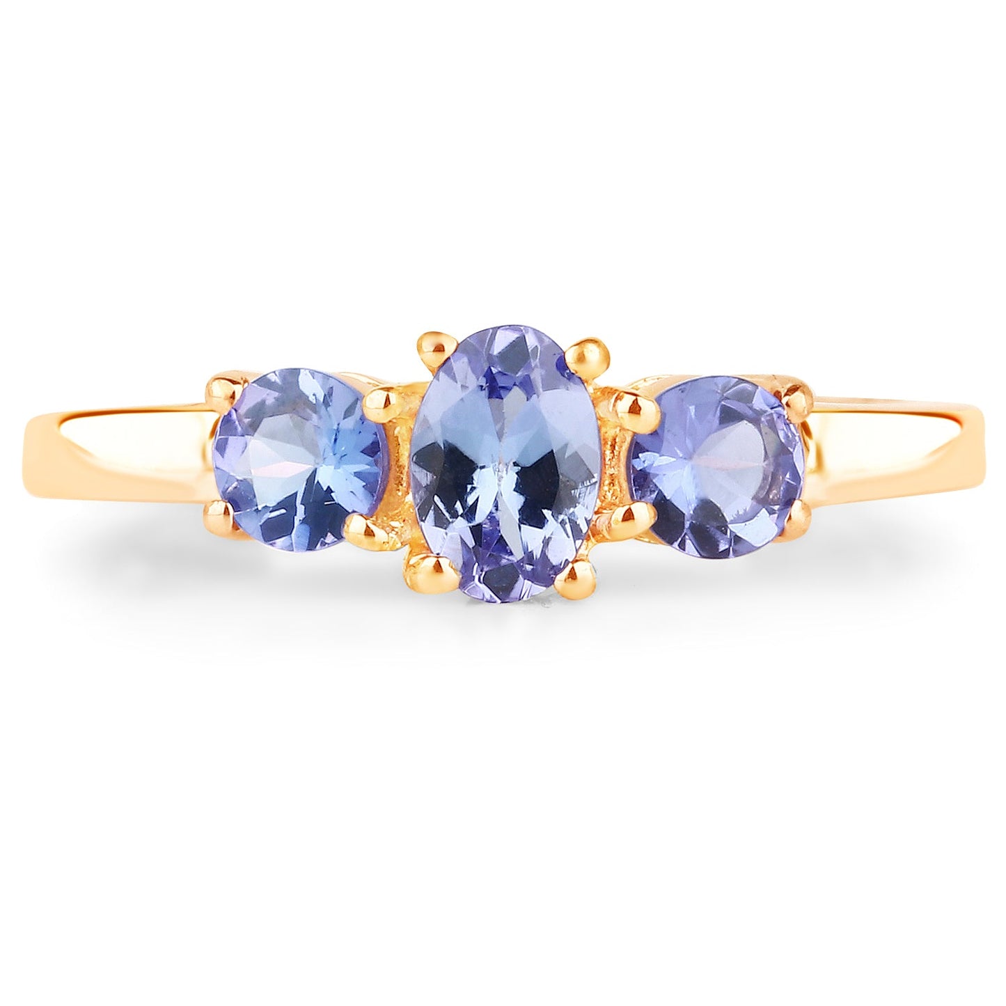 18K Yellow Gold Plated Tanzanite Sterling Silver Engagement Ring