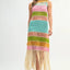 Vestido de ganchillo de múltiples colores con flecos para mujeres