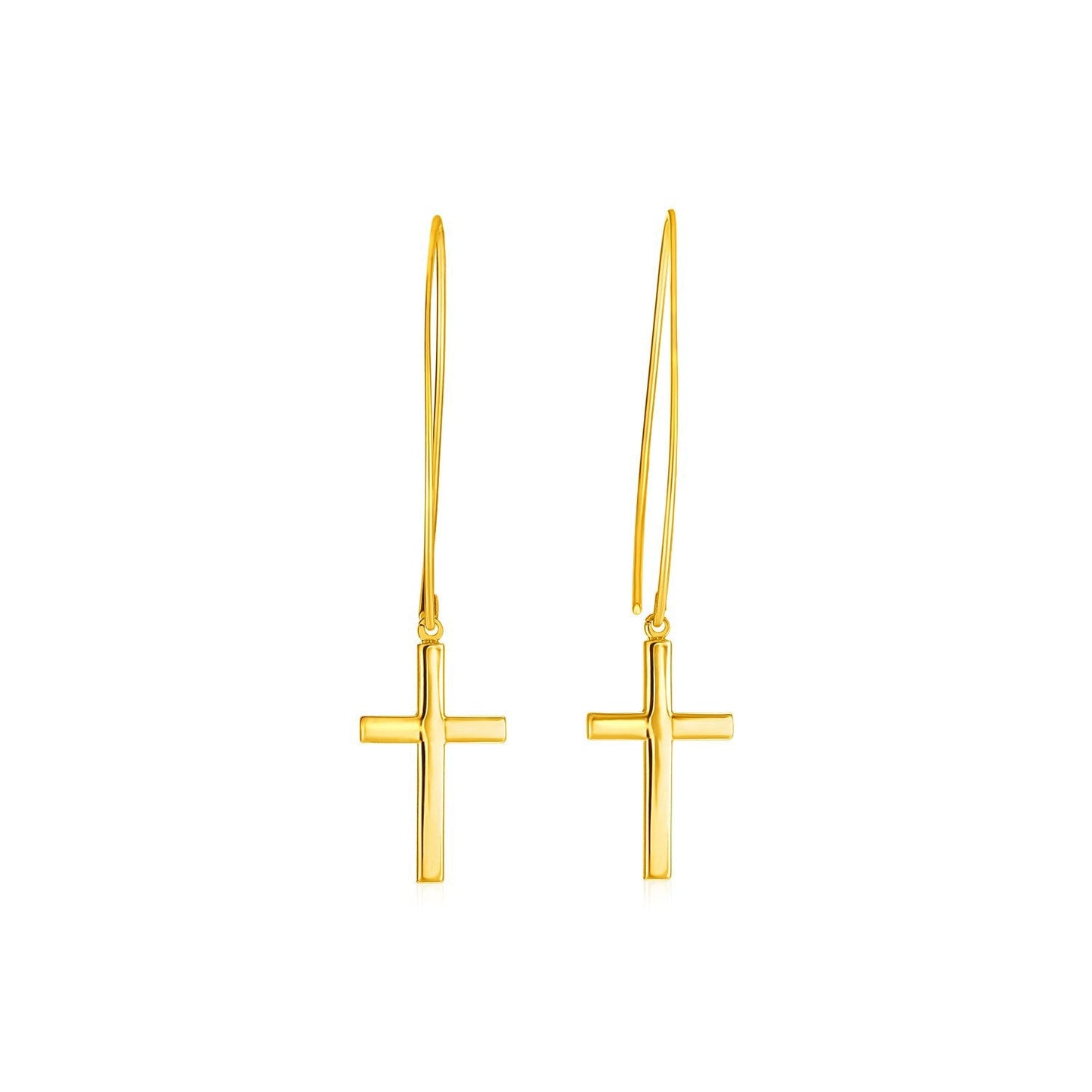 Pendientes de cruz colgantes de oro amarillo de 14k