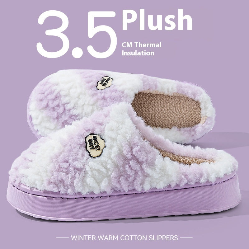 Chaussons en velours coton non glissants pour femmes