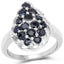 Bague en cluster en saphir bleu de 1,62 carat en argent sterling