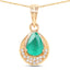 Pendentif en or 14K avec émeraude zambienne et diamant de 0,89 carat
