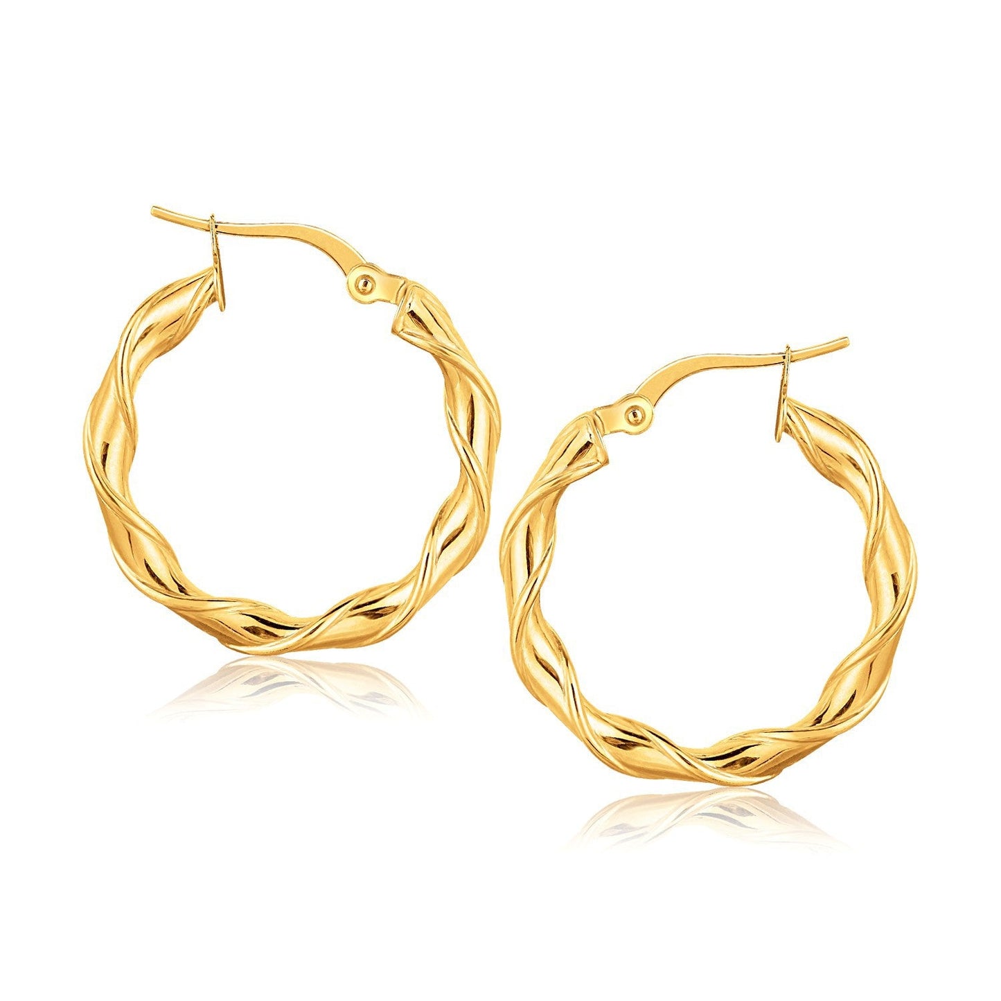 Boucles d'oreilles créoles en or jaune 14k de 1 pouce