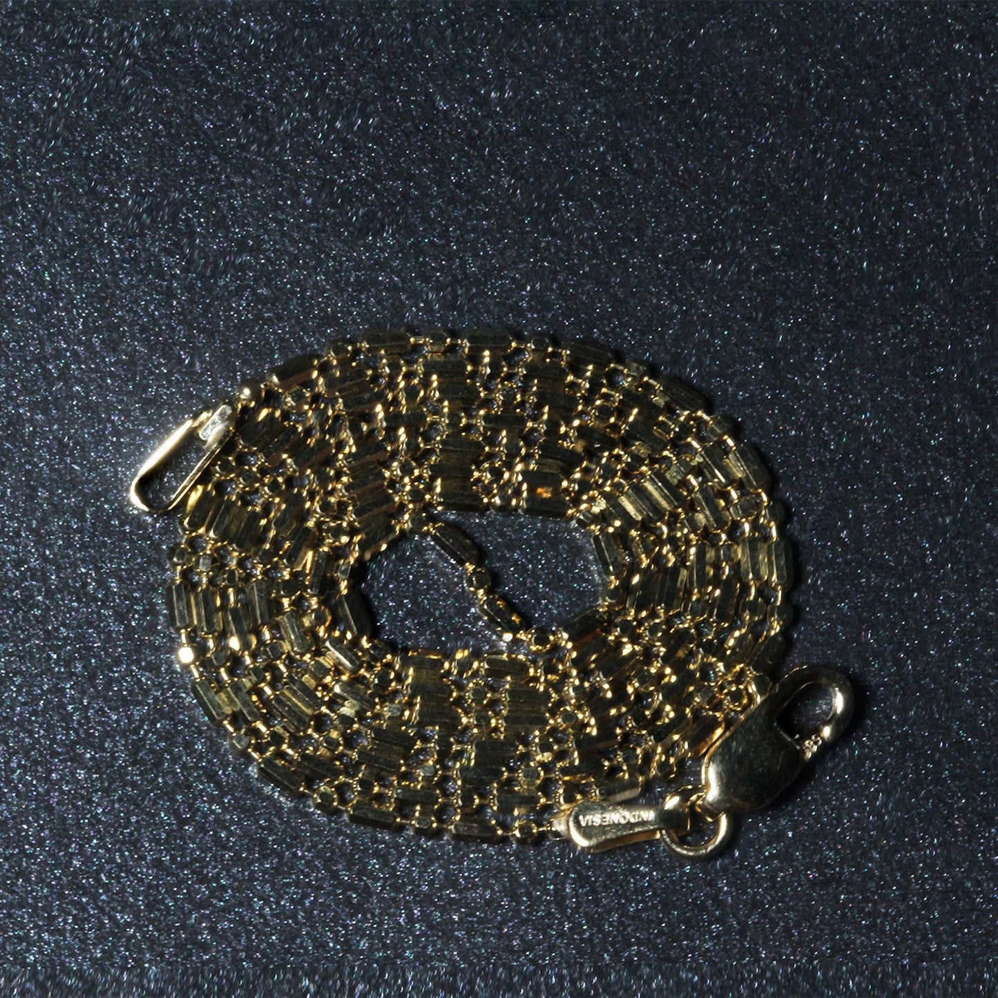 Cadena de cuentas alternas cortadas con diamante de oro amarillo de 14k - 1.2mm