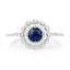 Anillo de Compromiso de Zafiro Azul y Diamante de 0.72 Quilates en Oro Blanco de 14K