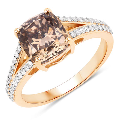 IGI Certified 3.03 Carat Brown Diamond Engagement Ring in 18K Yellow Gold