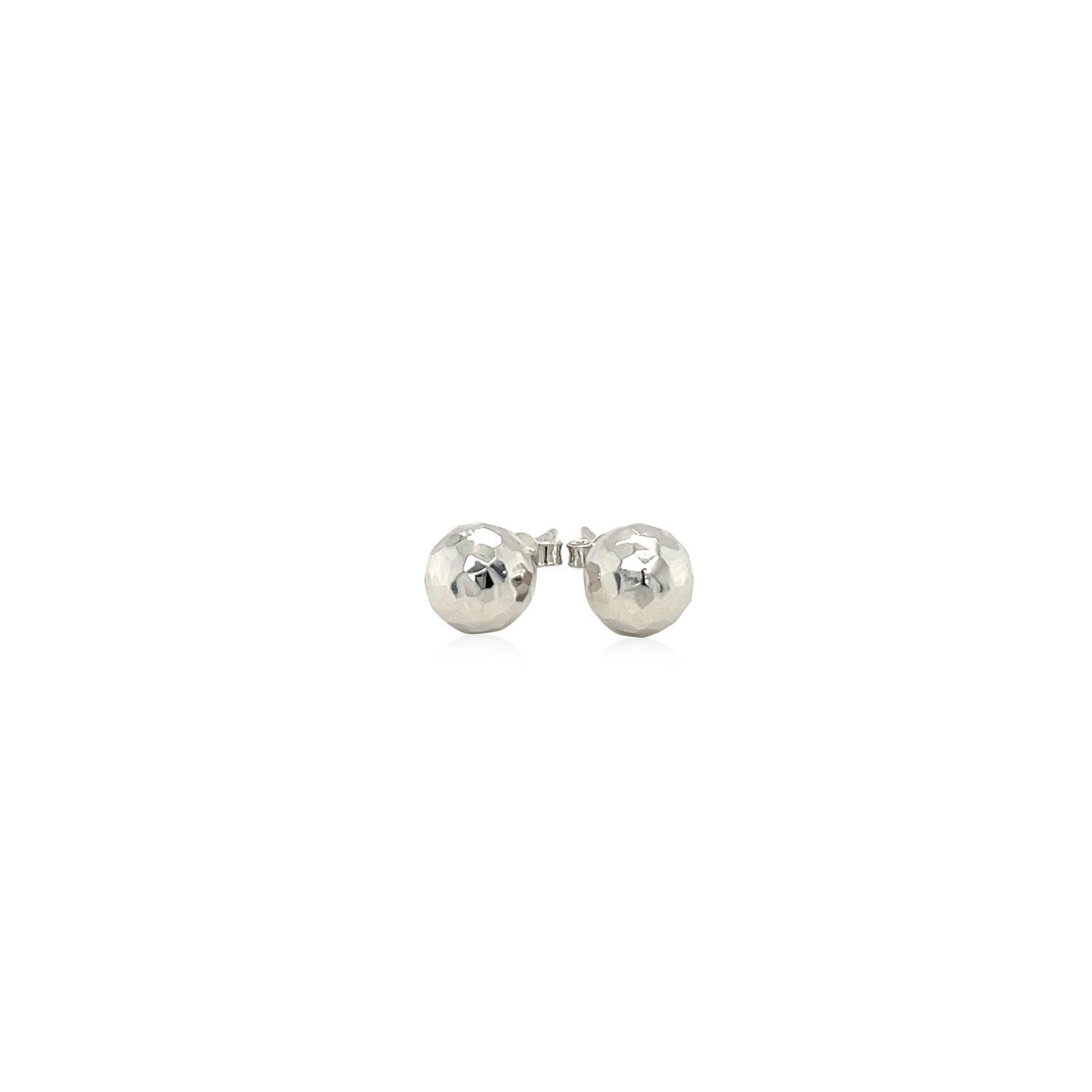 14k White Gold Faceted Ball Earrings
