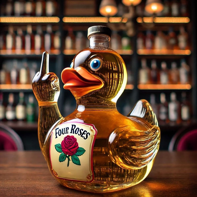 10 Oz Middle Finger Duck Bottle - Funny Whiskey Duck Decanter. Great Prank Decoration for Bar, Office or Home - Korvel