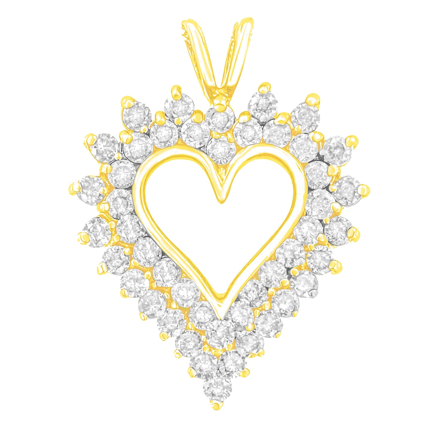 Collar con colgante de corazón abierto de diamante chapado en oro amarillo de 14 quilates