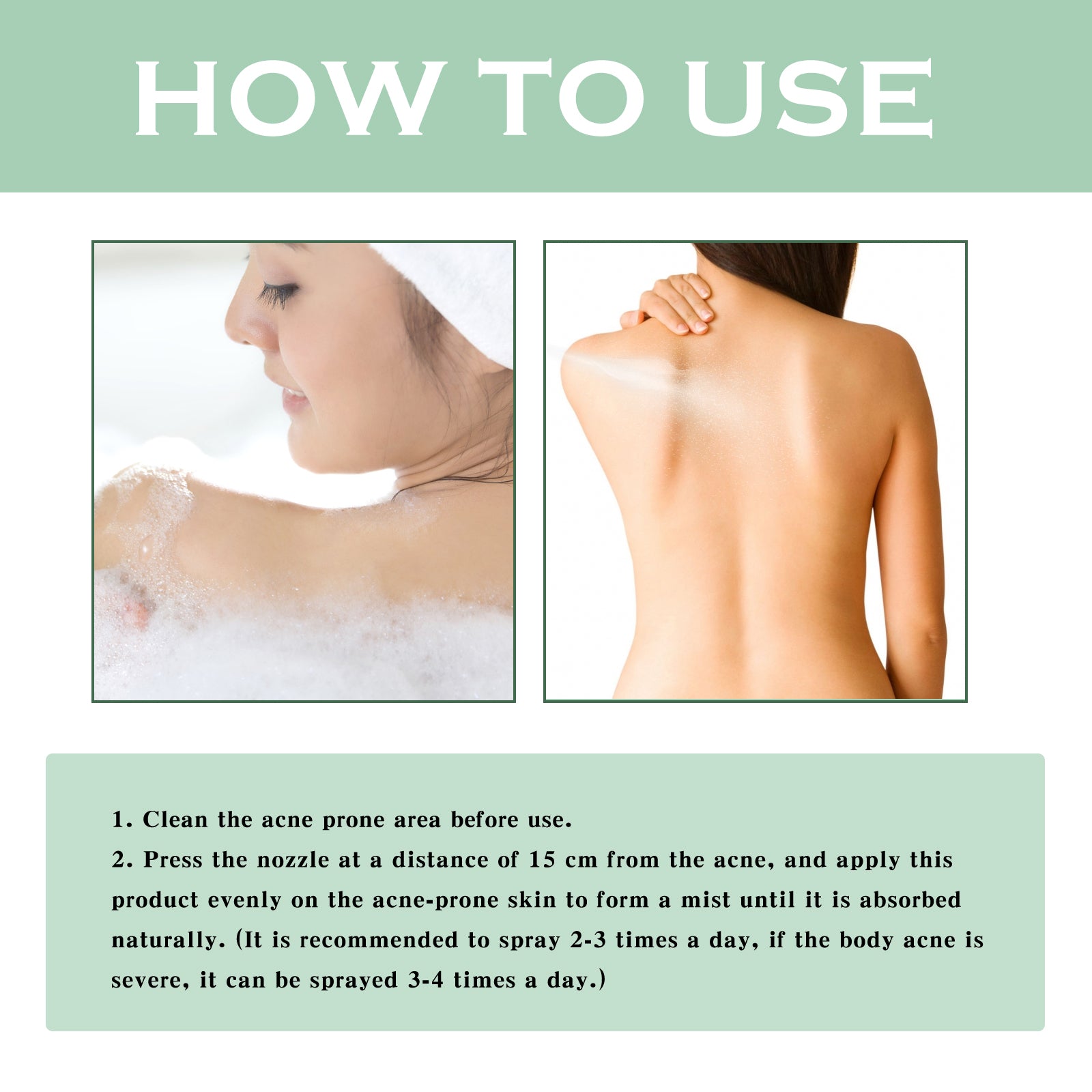 Body Acne Removal Cleanser Spray, Deep Clean Back Arm Fade Acne Beauty Moisturizing Spray - Korvel
