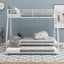 Twin over Full Bunk Bed with Trundle and Steel Frame - White