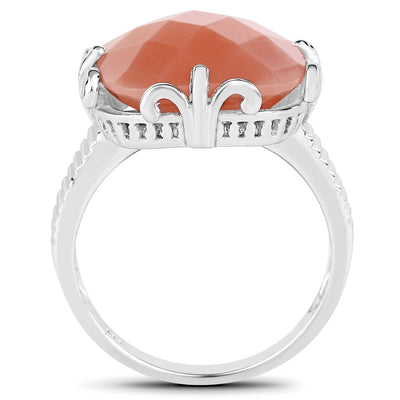 Bague en argent sterling avec pierre de lune pêche de 12,75 carats
