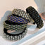 Conjunto de Diademas de Color Sólido con Piedras Brillantes de Borde Ancho