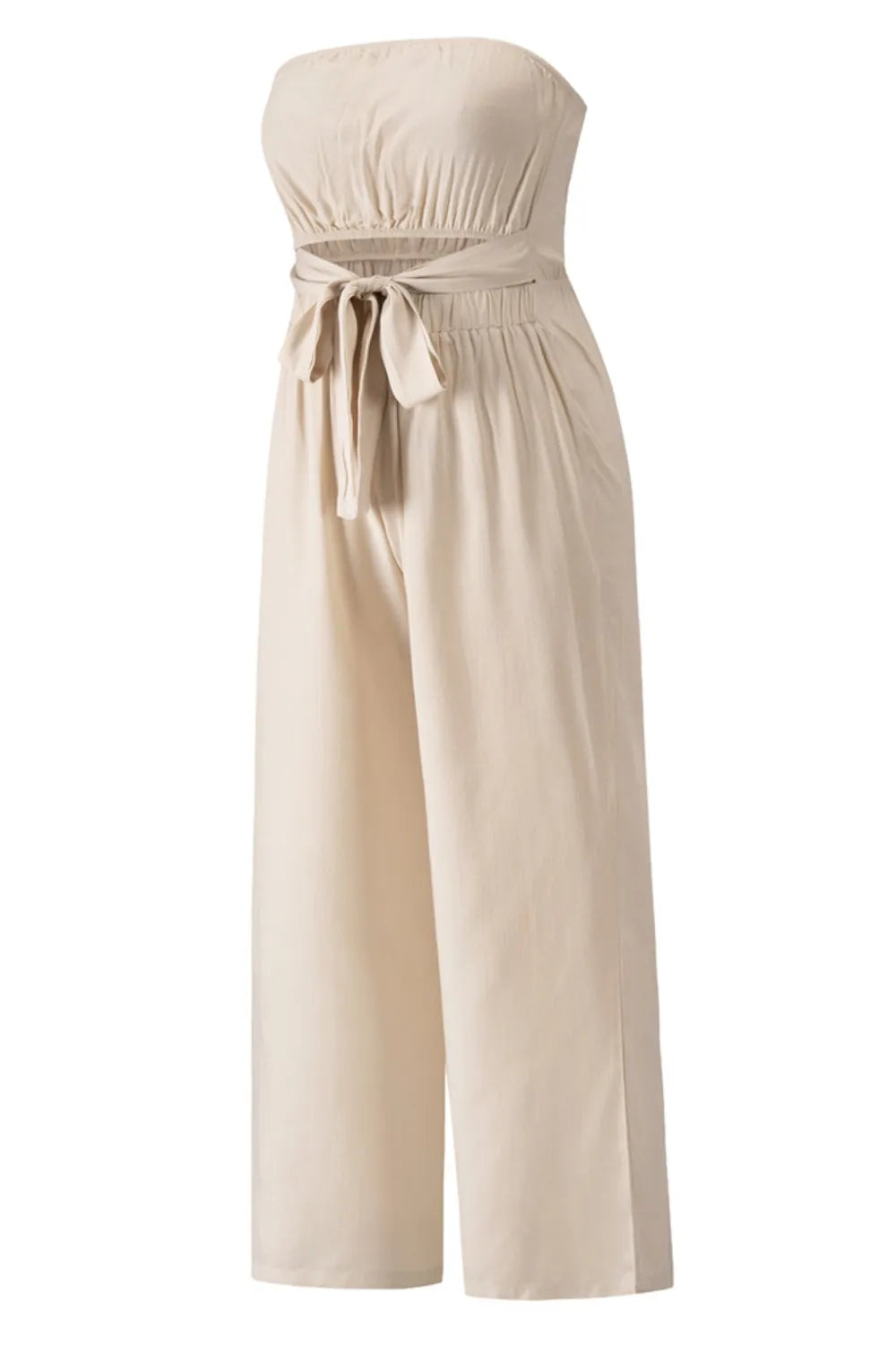 Tied Cutout Tube Wide Leg Jumpsuit - Korvel