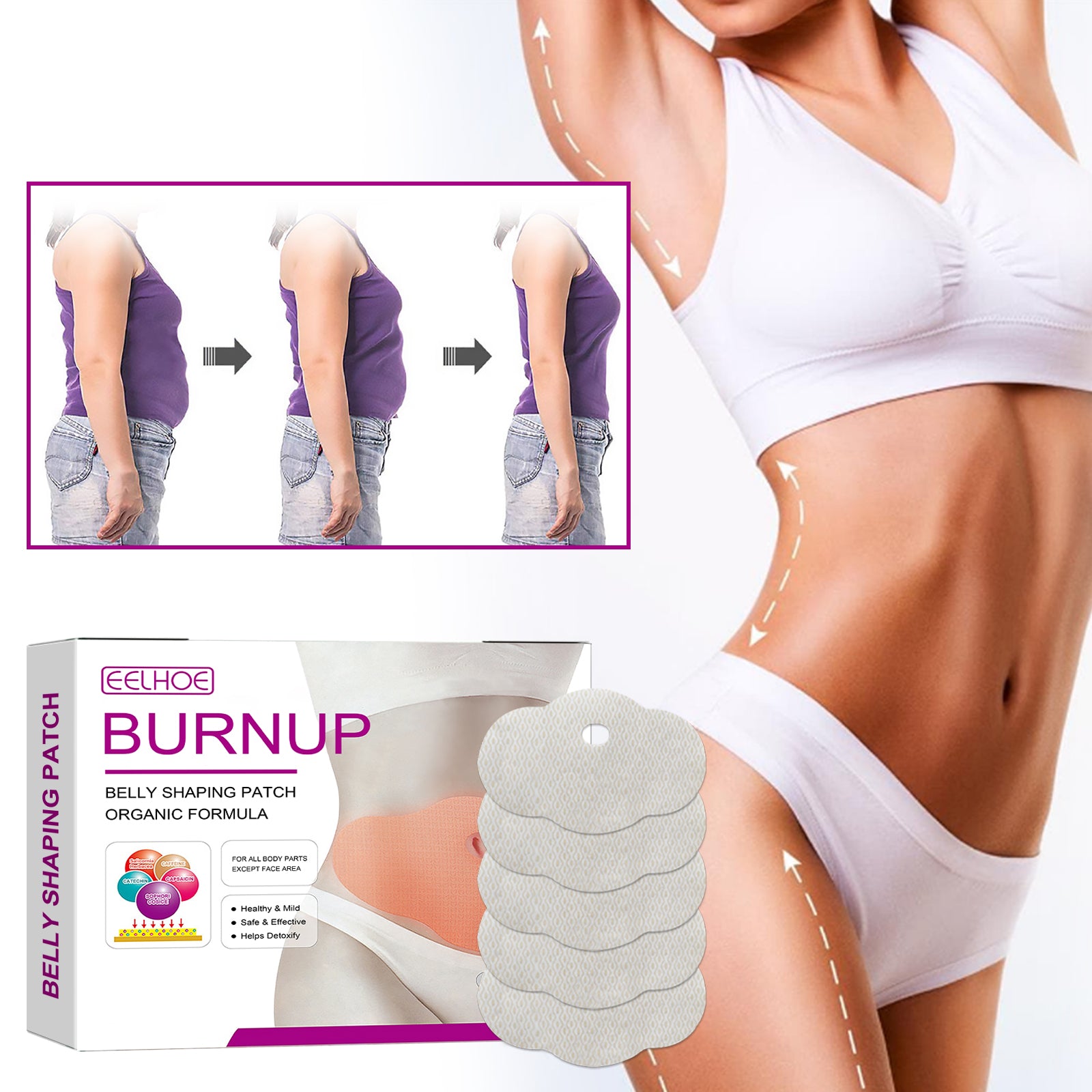 Belly Lift Tape, Lifts Loose Skin Tighten Shape Slim Belly Button Tape - Korvel