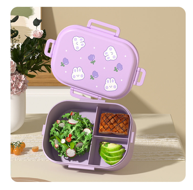 Cartoon cute small fresh microwaveable compartment insulation lunch box fresh-keeping box - Korvel