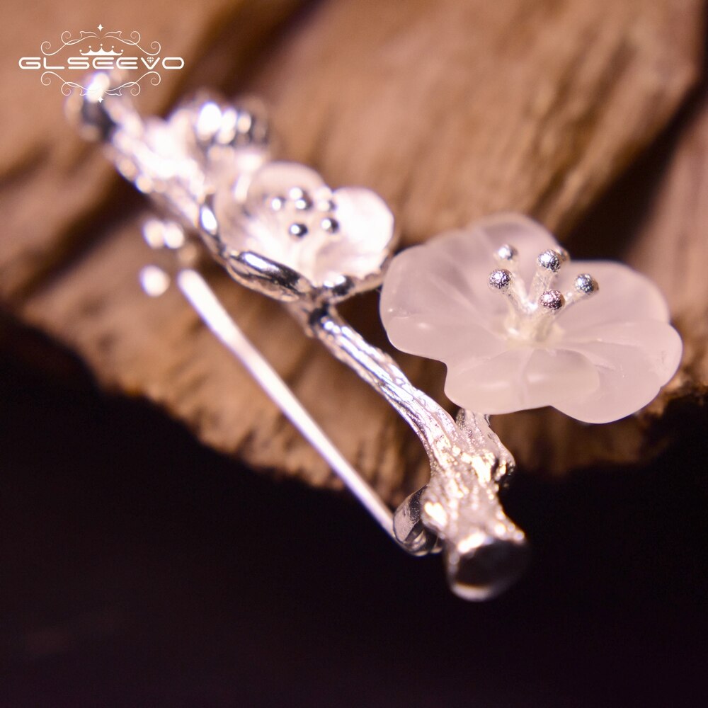 GLSEEVO 925 Sterling Silver Wedding Crystal Flower Brooch High Quality For Women Tree Brooches Mujer Handmade Jewelry - Korvel