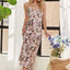 Elegant Watercolor V-Neck Midi Cami Dress for Women