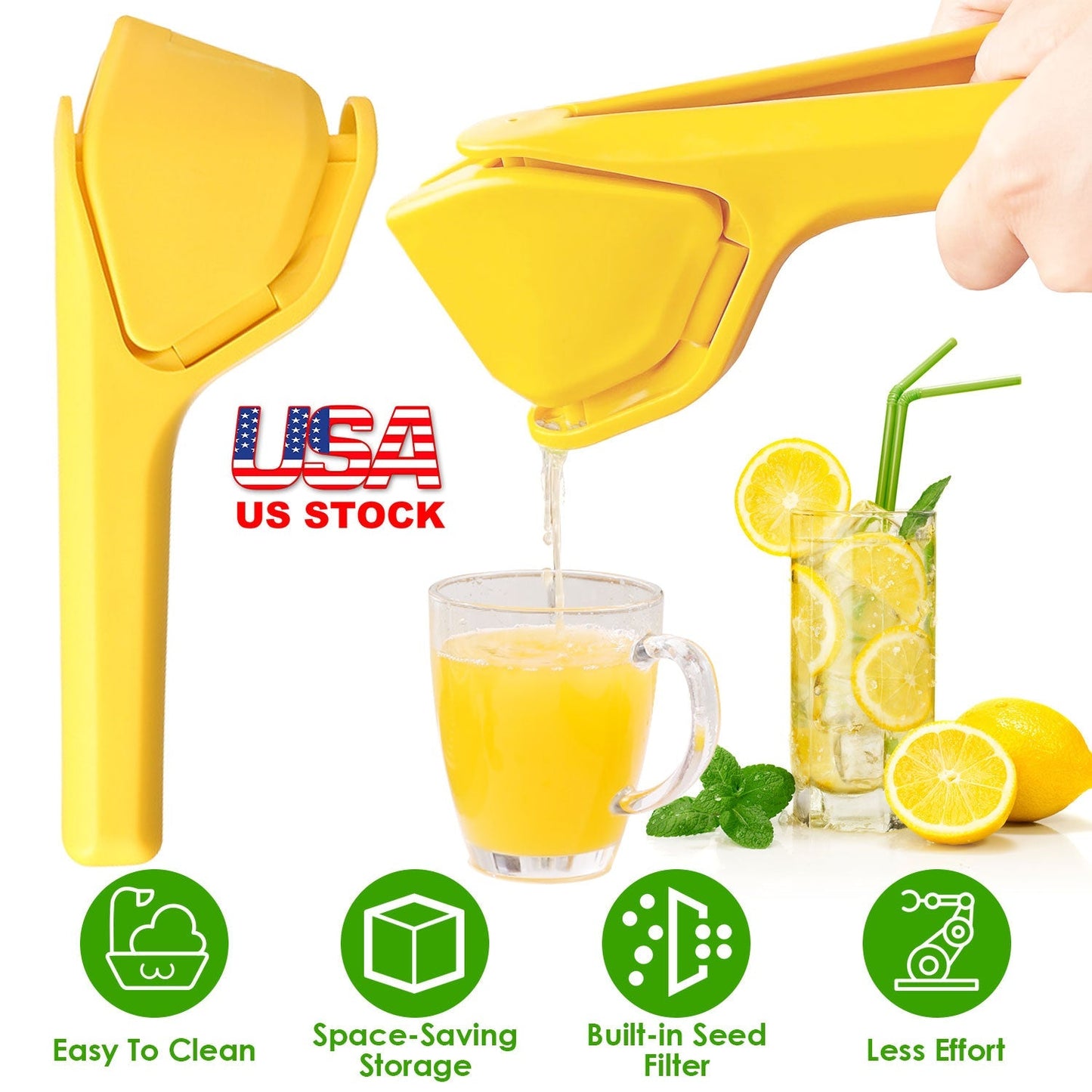 Premium Manual Lemon Squeezer with Fold Flat Design