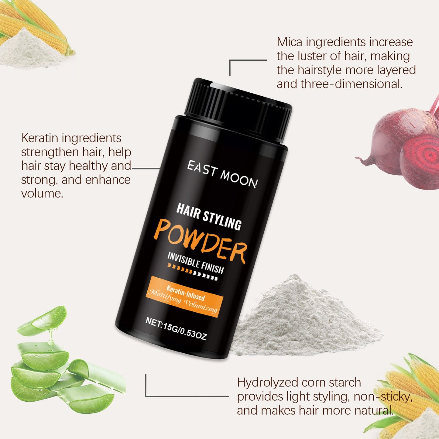 Poudre de coiffage volumisante à la kératine pour un volume capillaire sans effort