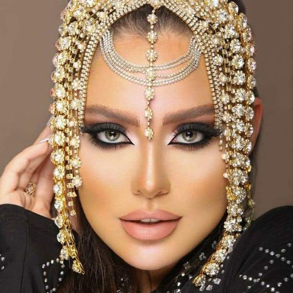 Changliu Su Hair Chain European and American Bohemian Water Diamond Forehead Chain Full of Diamond Headwear Hair chai - Korvel