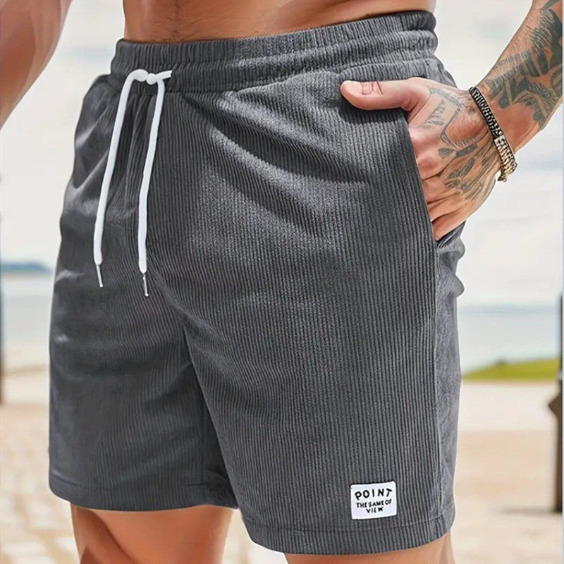Lace-up Drawstring Corduroy Jogger Shorts for Men