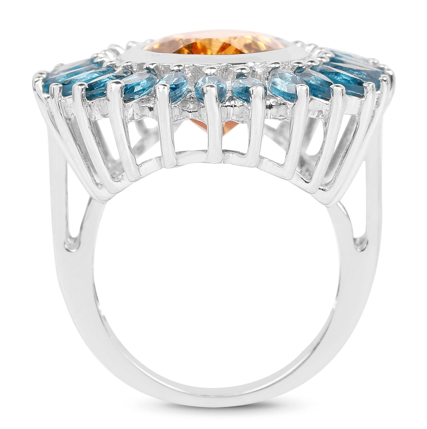 Bague en Citrine et Topaze Bleue de Londres de 7,54 Carats
